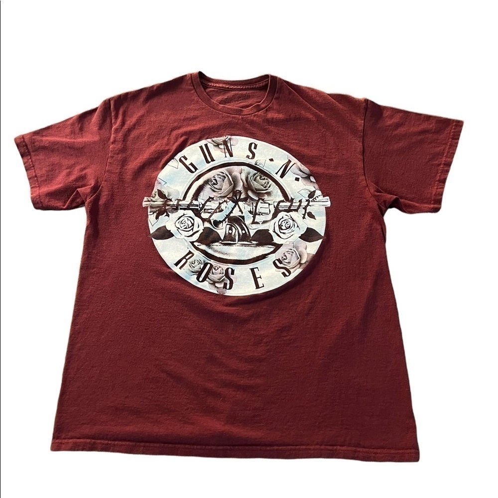 BRAVADO MENS MAROON GUNS N ROSES SHORT SLEEVE T-SHIRT SIZE LARGE